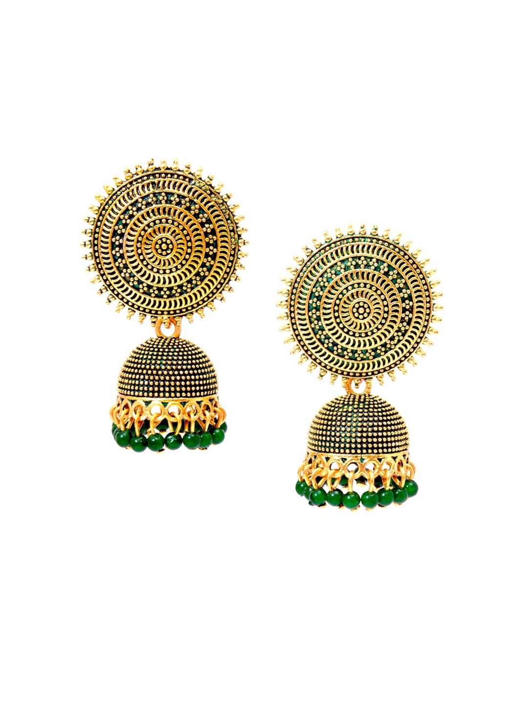 Gold-Polished Alloy Designer Brass Jhumki Earrings - The Pari