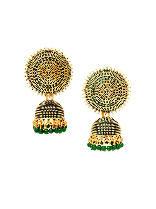 Gold-Polished Alloy Designer Brass Jhumki Earrings - The Pari