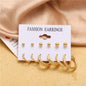 Gold-Polished Alloy Set Of 6 Designer Earrings - The Pari