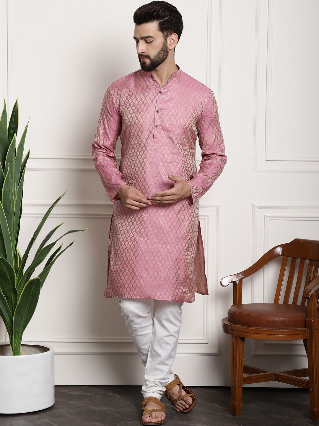 Sojanya Ethnic Motifs Woven Design Straight Kurta With Churidar