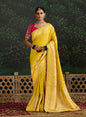 Monjolika Fashion Sequins Embroidered Border Work Dola Silk Yellow Reception Classic Saree