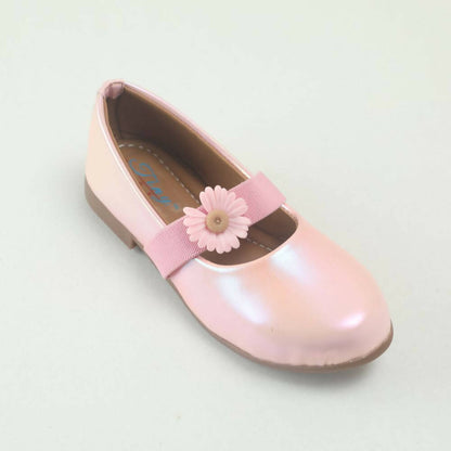 Tiny Bugs Girls Flower Embellished Ballerinas - Pink