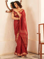 Tikhi Imli Maroon & Gold Toned Zari Woven Design Saree