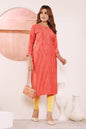 Monjolika Fashion Red Viscose Maslin Print With Pocket Stylish Kurti