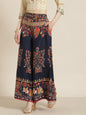 Juniper Women Indigo Cotton Printed Flared Palazzo