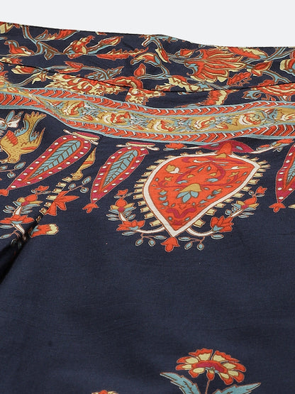 Juniper Women Indigo Cotton Printed Flared Palazzo