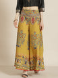 Juniper Women Mustard Cotton Printed Flared Palazzo