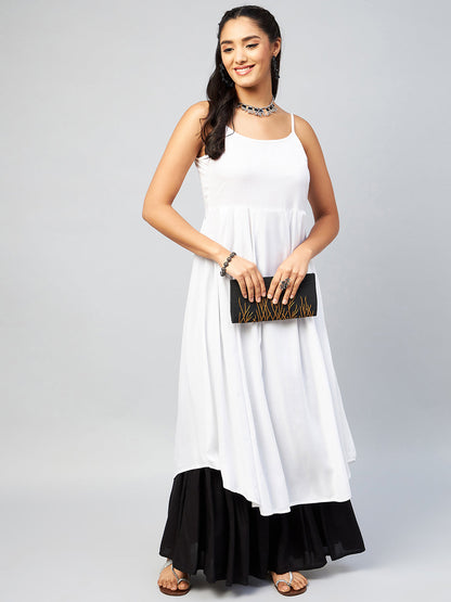 InWeave Women's Solid White Strappy Kurta