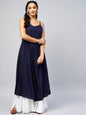 InWeave Women's Navy Blue Strappy Kurta