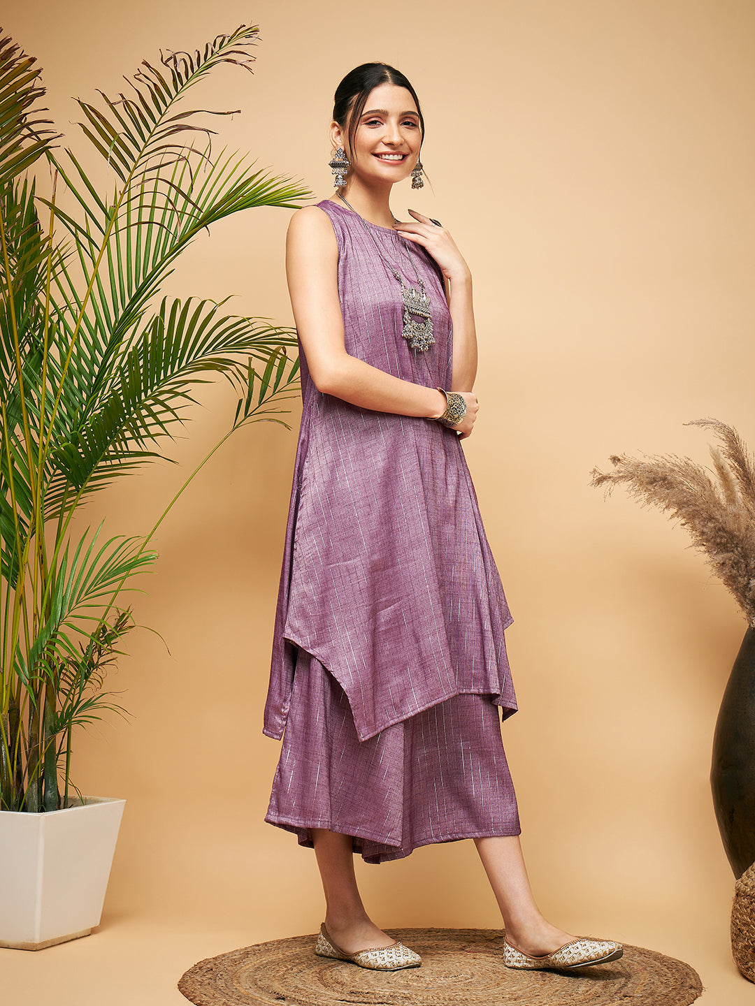 InWeave Mauve Lurex Short Kurta