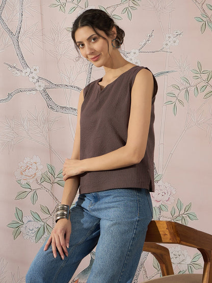 InWeave Dark Brown Kantha W/S Top