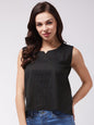 InWeave Black Kantha Sleeveless Top