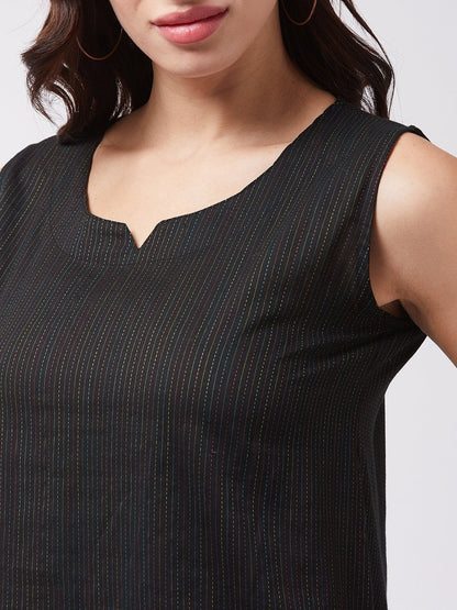 InWeave Black Kantha Sleeveless Top