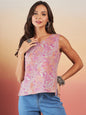 InWeave Pink Coral Floral Print W/U Top