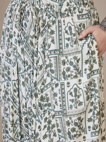 InWeave Sea Green Ethnic Window Harem Pant