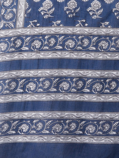 InWeave Blue Floral Cotton Dupattas
