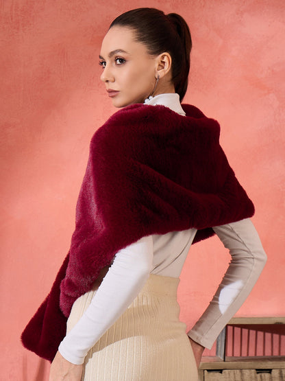 InWeave Burgundy Faux Fur Cape