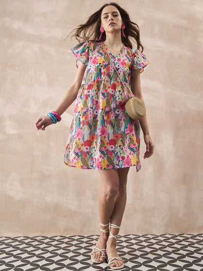 InWeave Multi Flower Short Dress