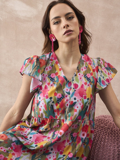 InWeave Multi Flower Short Dress