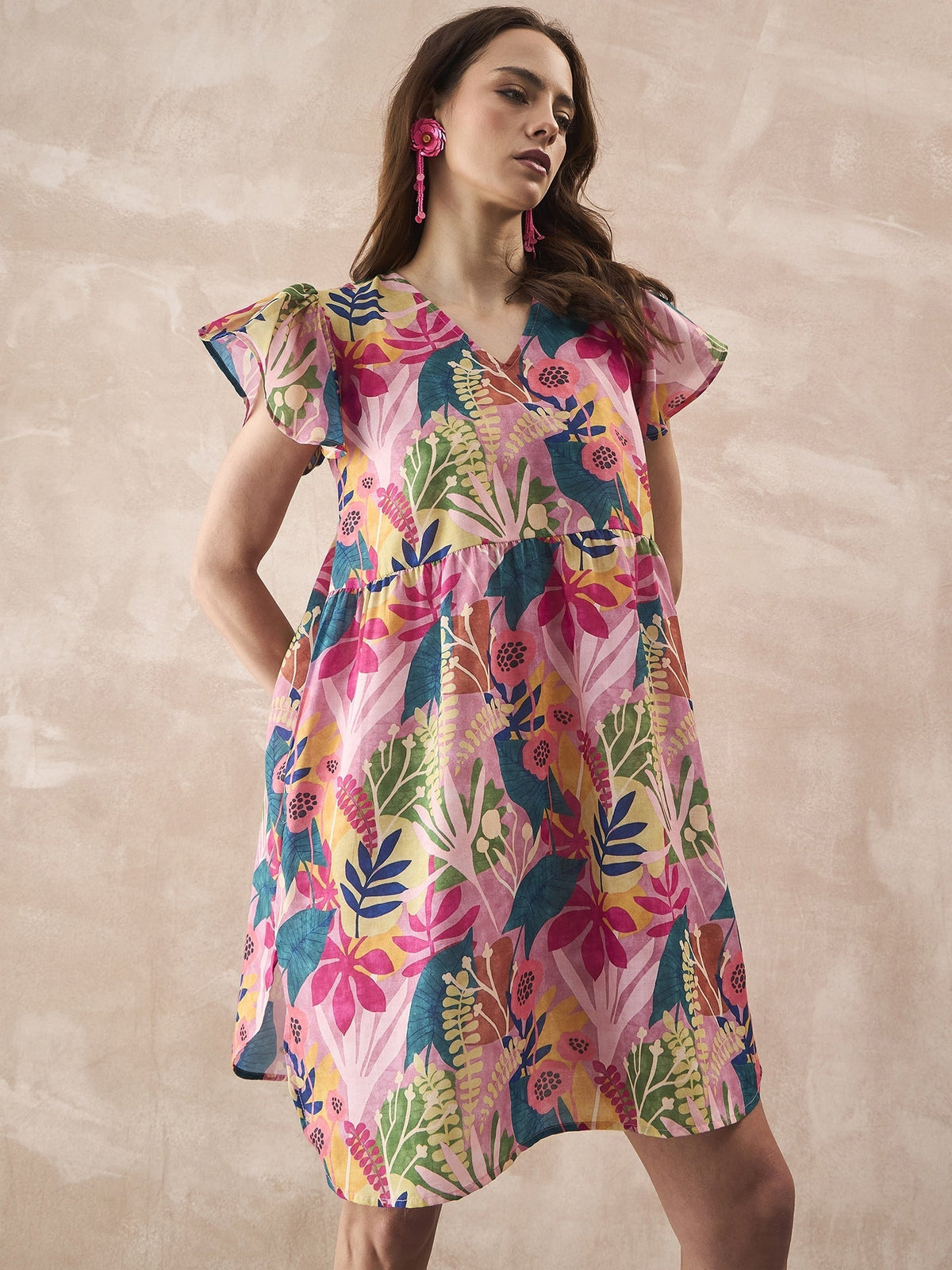 InWeave Leaf Multi Short Dress