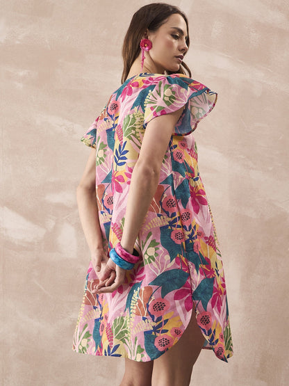 InWeave Leaf Multi Short Dress