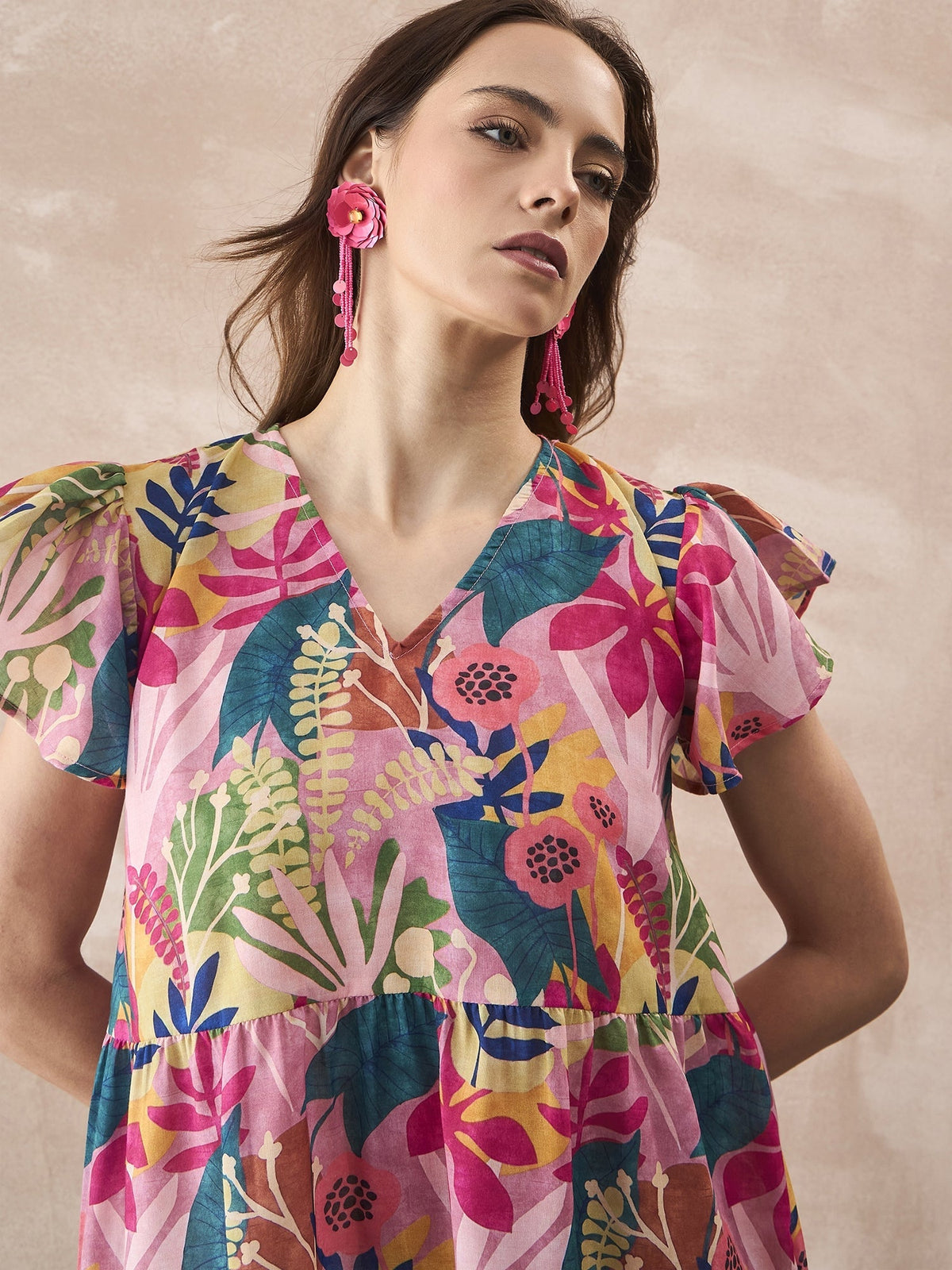 InWeave Leaf Multi Short Dress