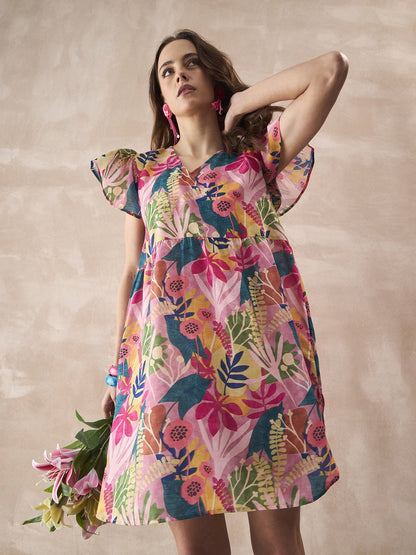 InWeave Leaf Multi Short Dress