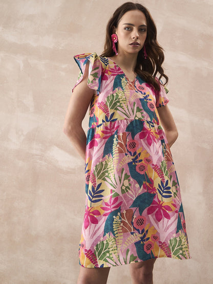 InWeave Leaf Multi Short Dress