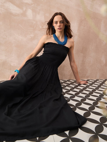 InWeave Black Solid Off Shoulder Dress