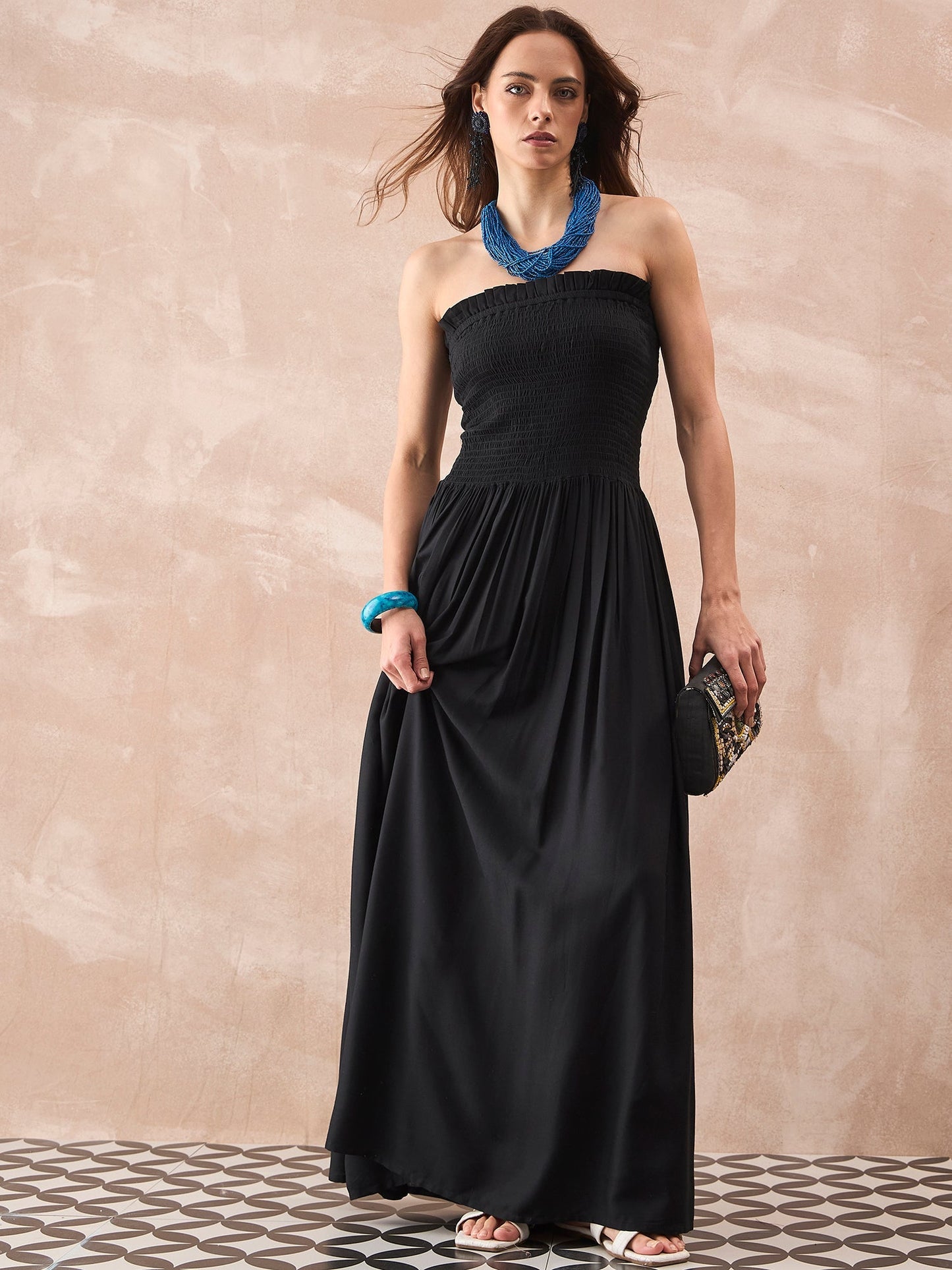 InWeave Black Solid Off Shoulder Dress