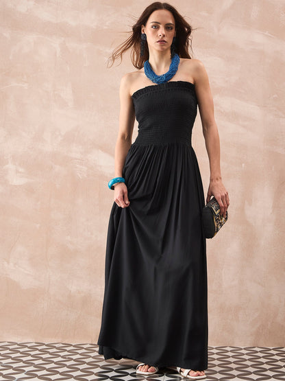 InWeave Black Solid Off Shoulder Dress