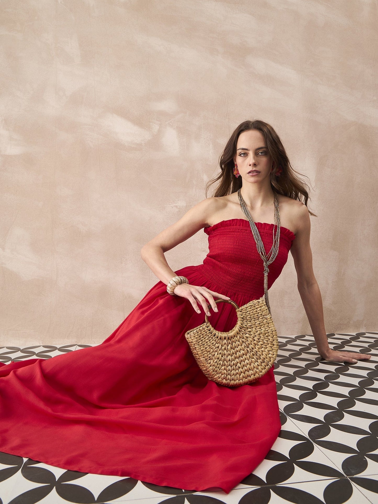 InWeave Red Solid Off Shoulder Dress