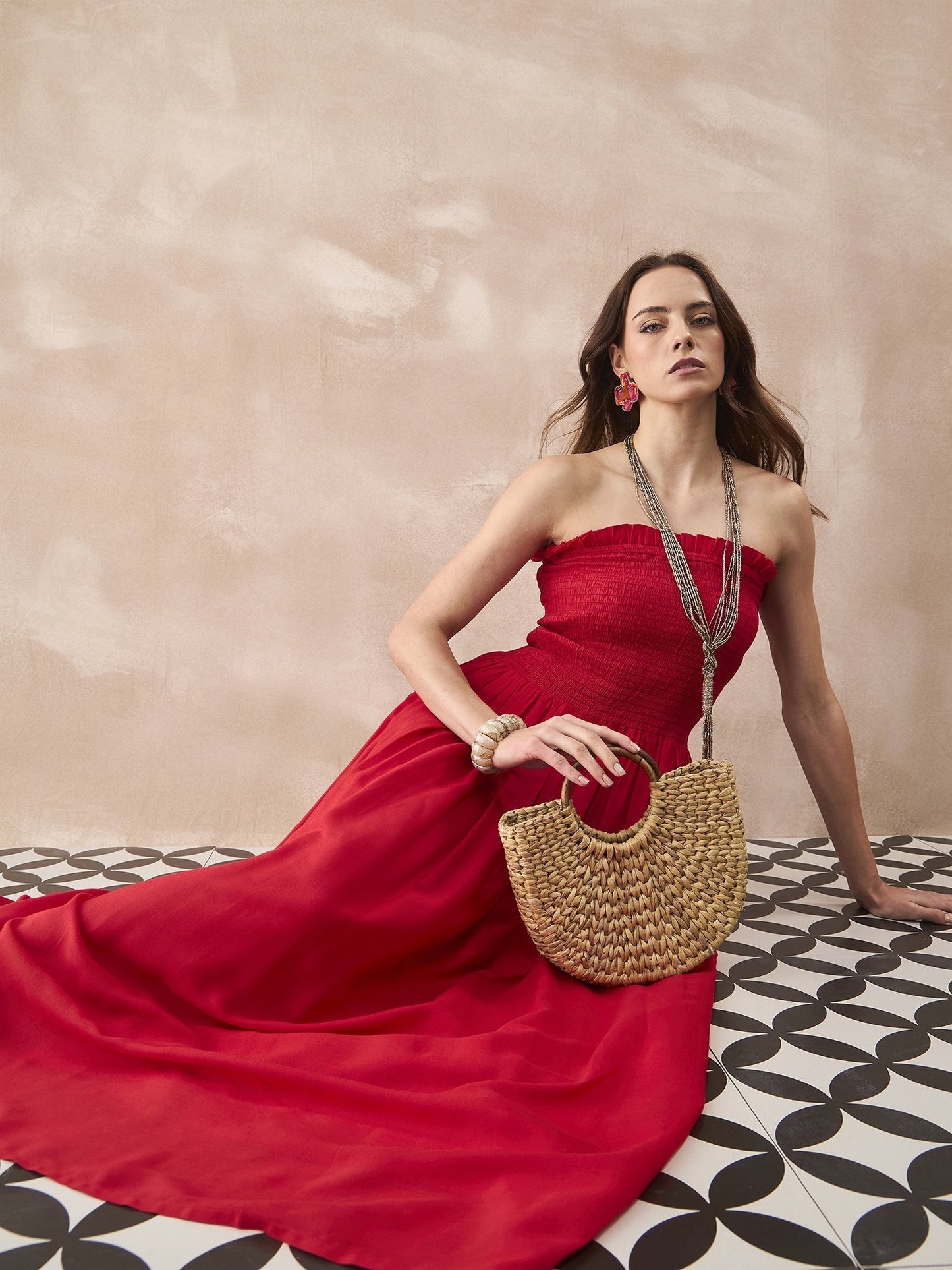 InWeave Red Solid Off Shoulder Dress