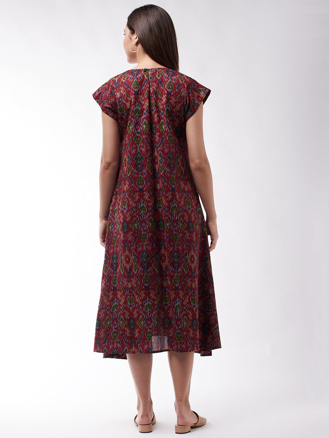 InWeave Abstract A- Line Ikkat Print Dress