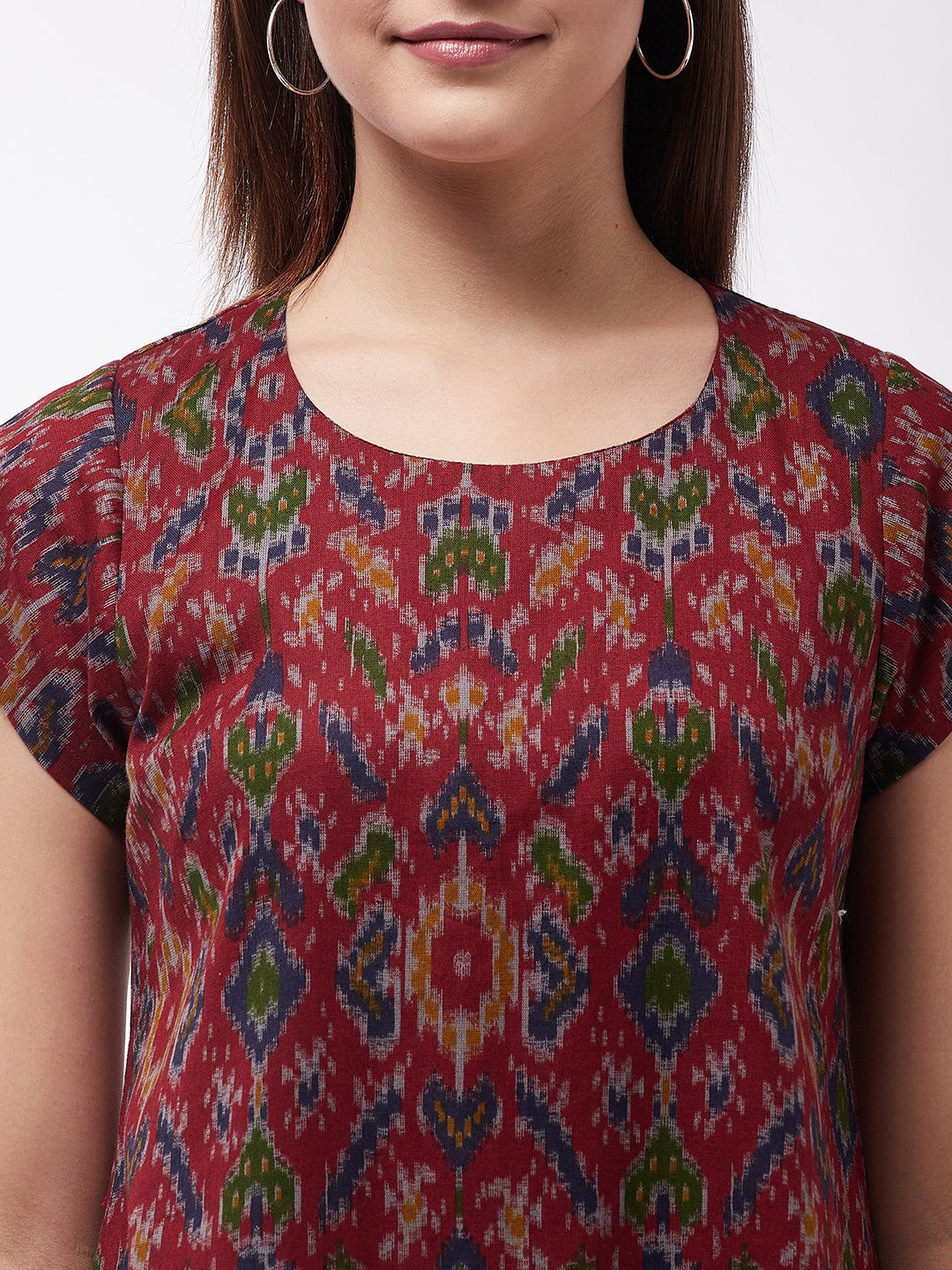 InWeave Abstract A- Line Ikkat Print Dress