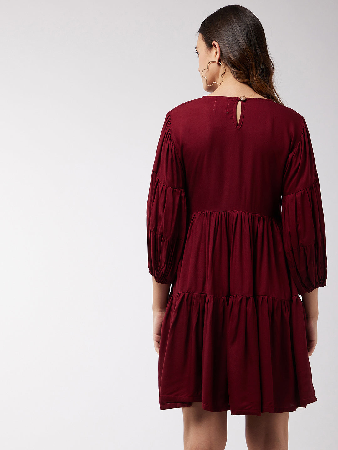 InWeave Women's Barn Red Flared Short Dress