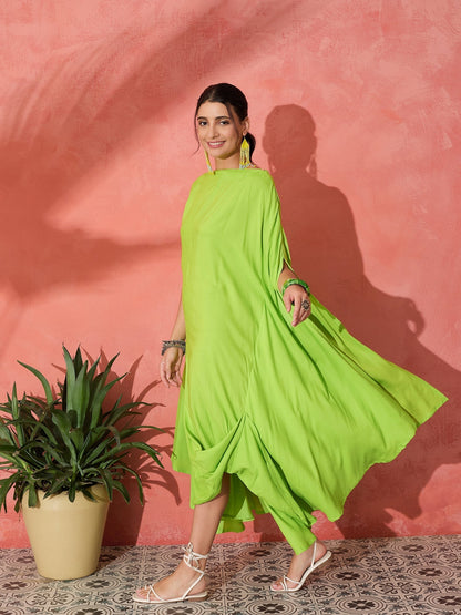 InWeave Lime Green Rayon Cowel Style Kaftan