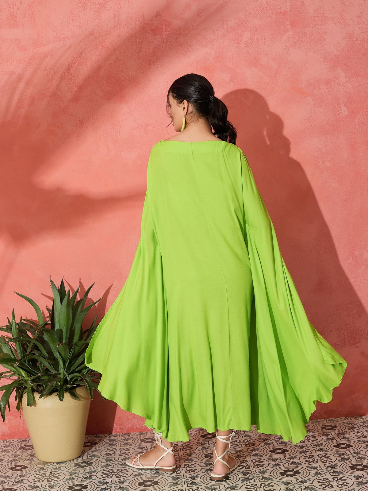 InWeave Lime Green Rayon Cowel Style Kaftan