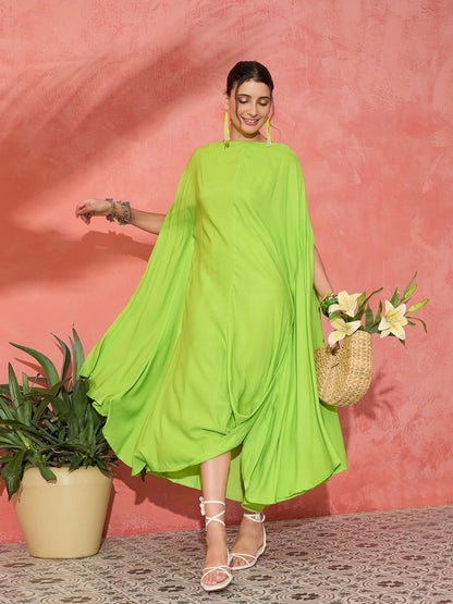 InWeave Lime Green Rayon Cowel Style Kaftan