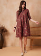 InWeave Rust Scales Printed Flared Dress