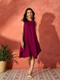 InWeave Wine Mirror Work Round Neck W/S Dress