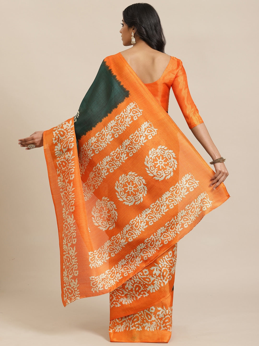 Saree Mall Green & Beige Printed Saree