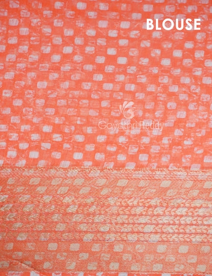 Vibrant Combination of Baby Peach and Orange with Floral Design Semi Chanderi Saree By Gayathri Reddy Designer Studio