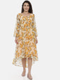Souchii Cream-Coloured Floral Printed A-Line Dress