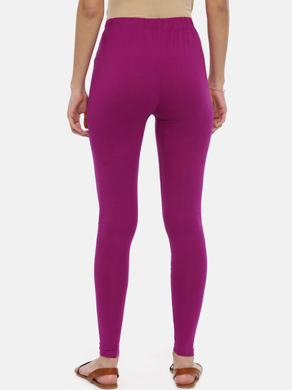 Souchii Purple Solid Slim-Fit Ankle-Length Leggings
