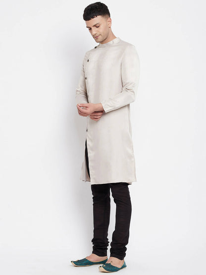 Even Apparels Beige Rayon Men's Sherwani Kurta With Asymetrical Cut