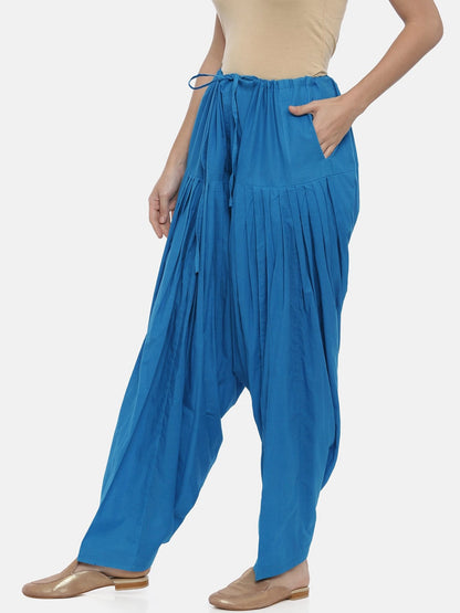 Souchii Turquoise Blue Solid Loose-Fit Patiala