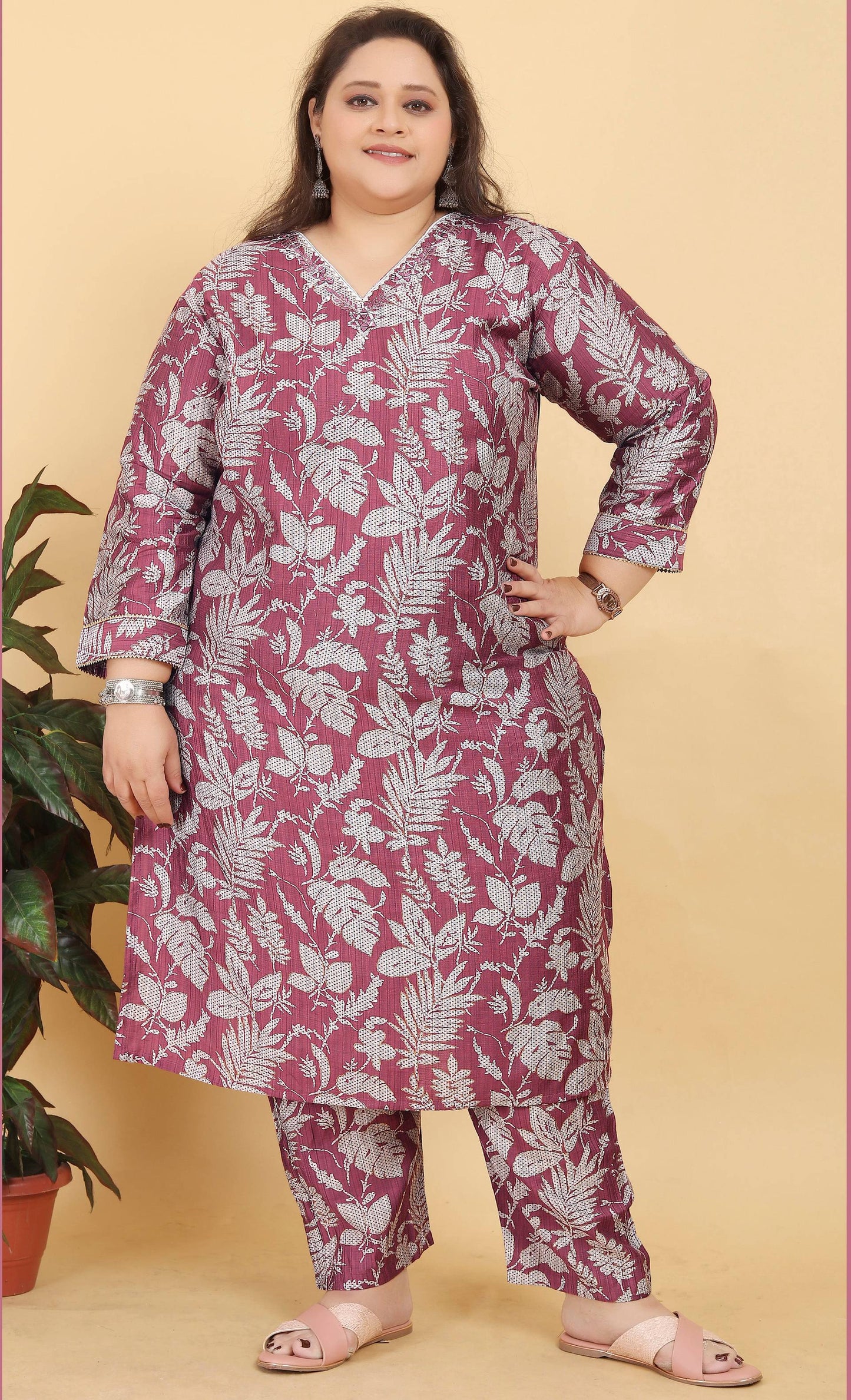 Monjolika Fashion Pink Premium Lichi Viscose Hand Work Classic Salwar Suit