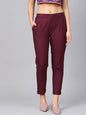 Juniper Women Burgundy Cotton Flex Solid Slim Fit Pant/Slim Pant