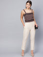 Juniper Women Offwhite Cotton Flex Solid Slim Fit Pant/Slim Pant
